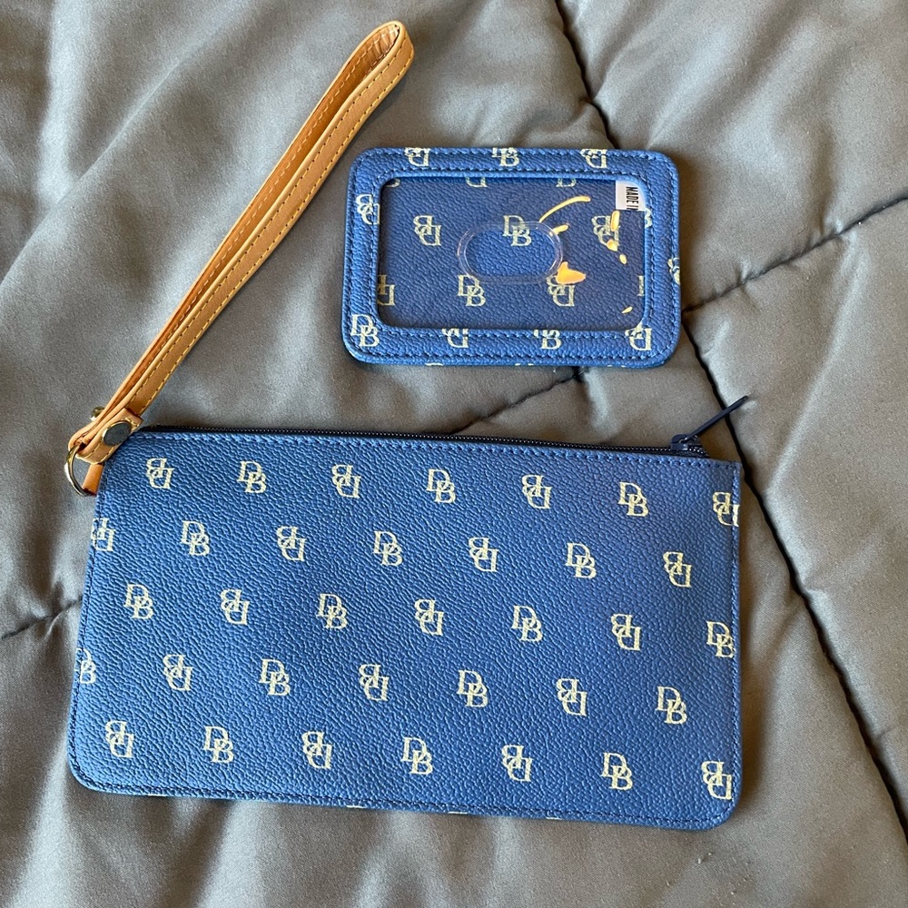 Dooney & Bourke Blue Monogram Wristlet and Card Holder